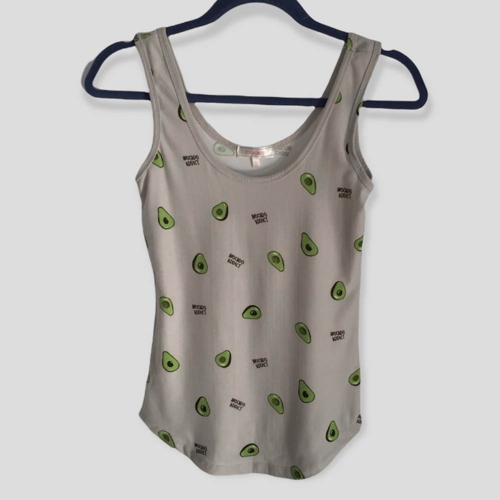 Stella Tweed Avocado Print Tank Top Size S